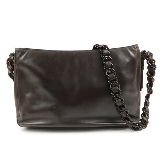 Shoulder Bag Plastic Leather Suede Brown