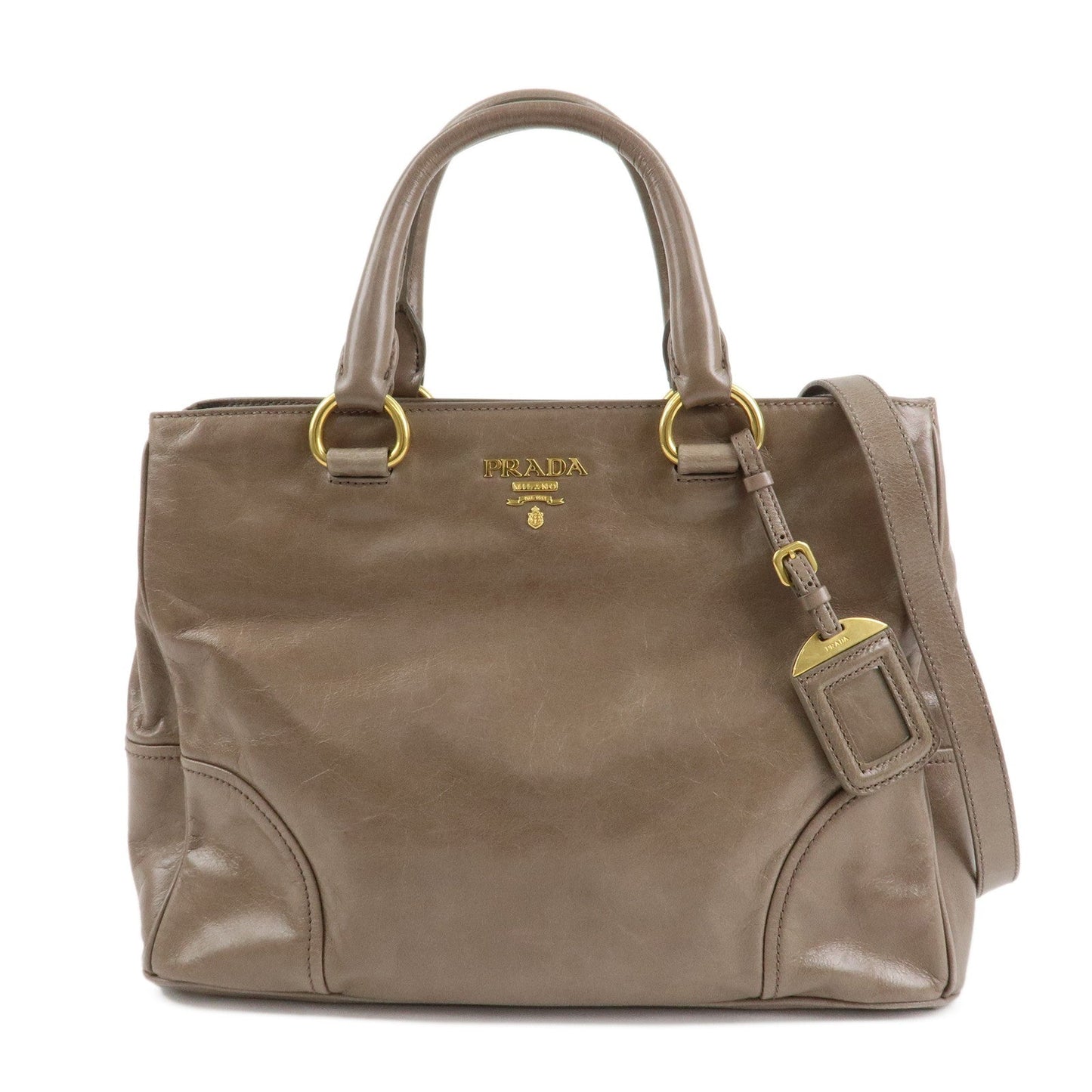 Shoulder Bag 2Way Bag Hand Bag Greige d Leather Logo