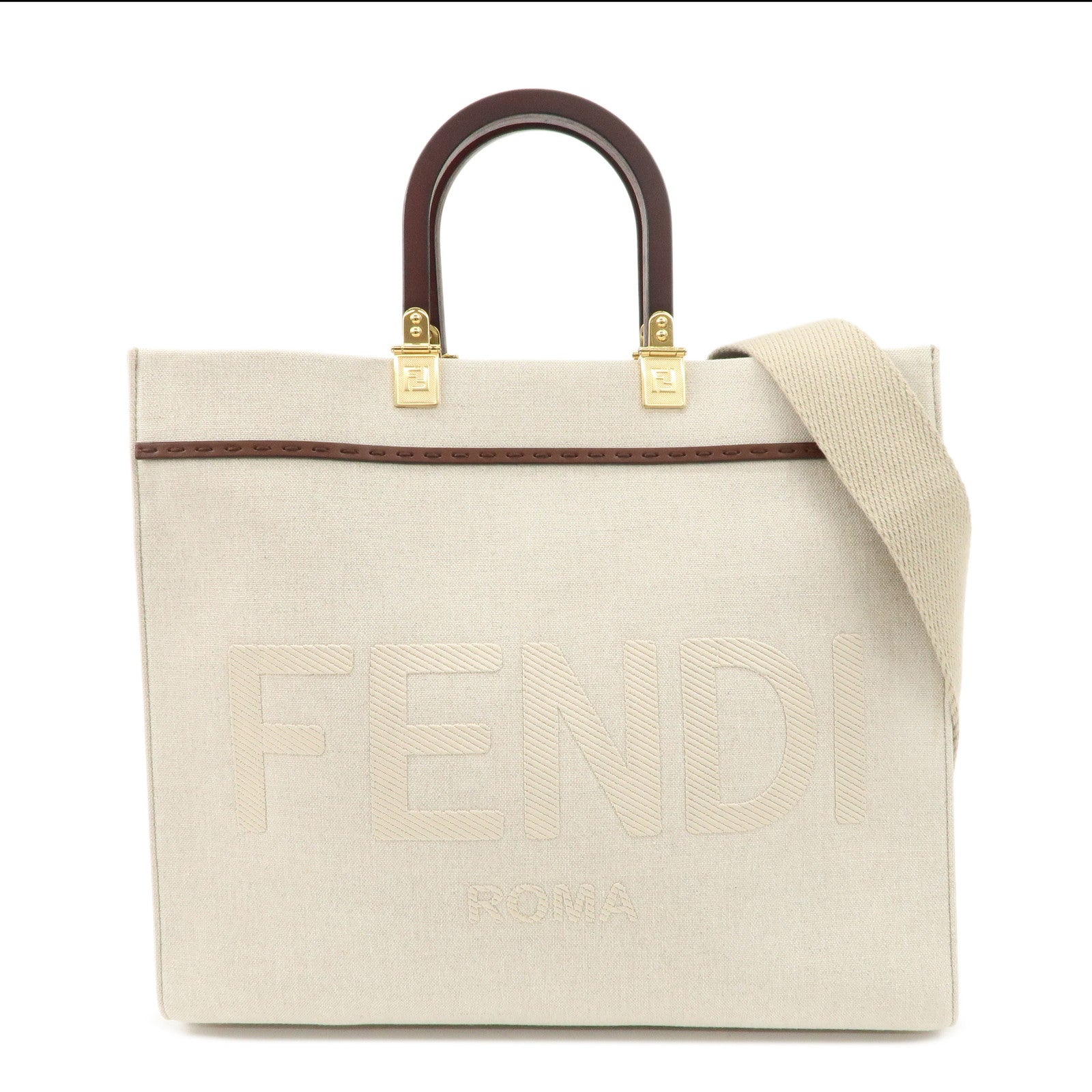 Tote Bag Sunshine Natural Leather Canvas Medium