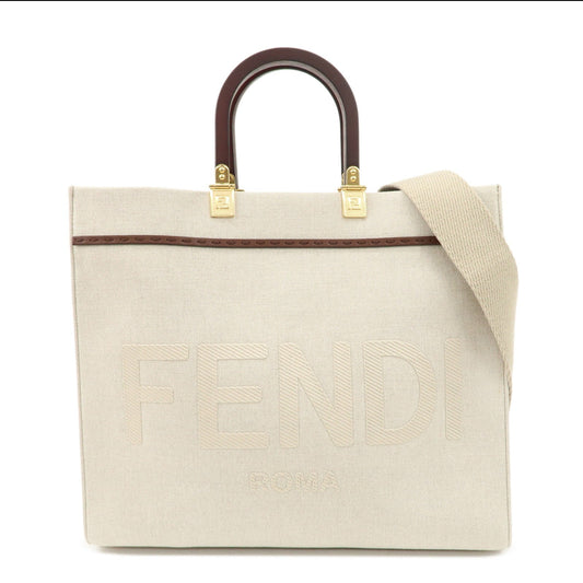 Tote Bag Sunshine Natural Leather Canvas Medium