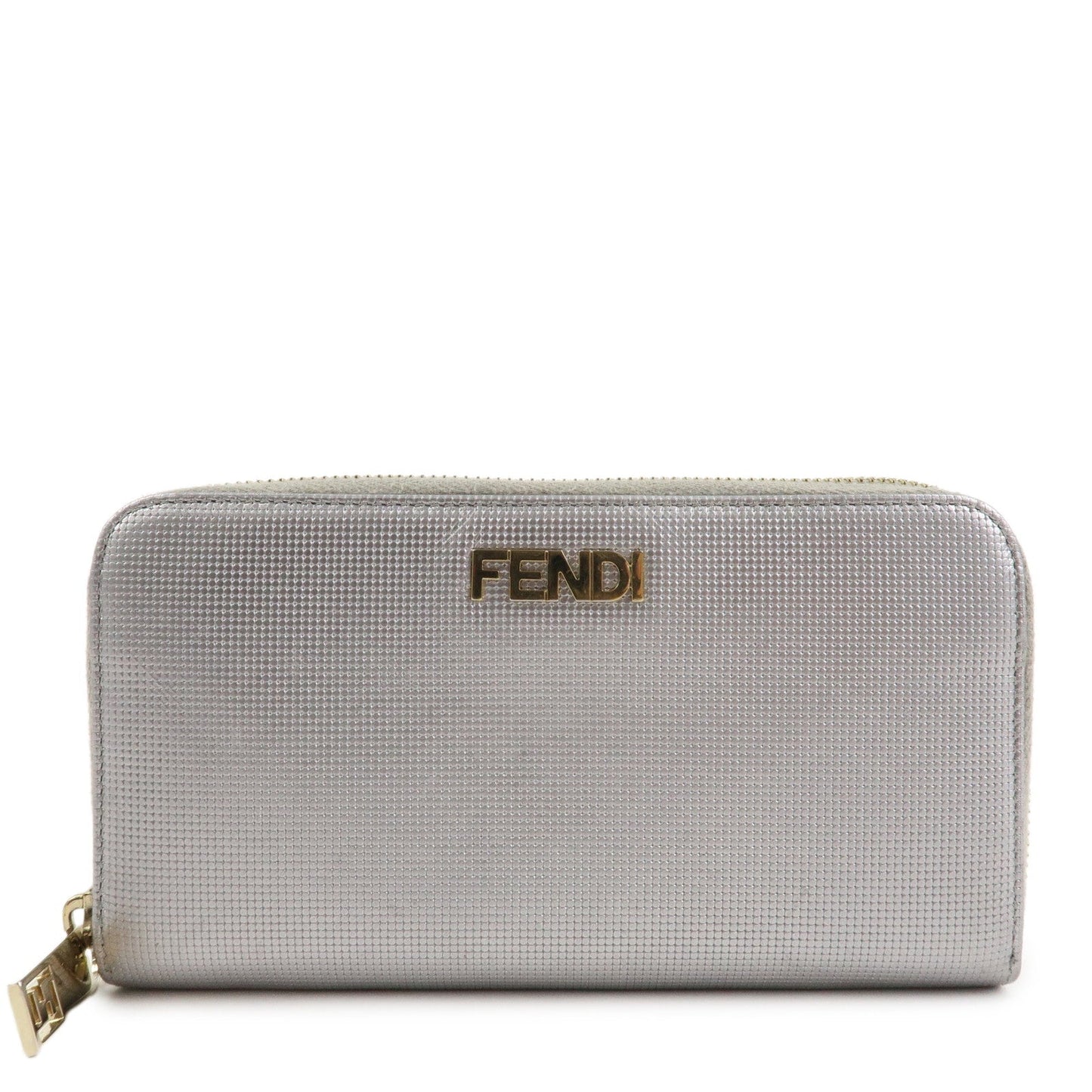 Round Zippy Long Wallet d Leather Silver Handbag