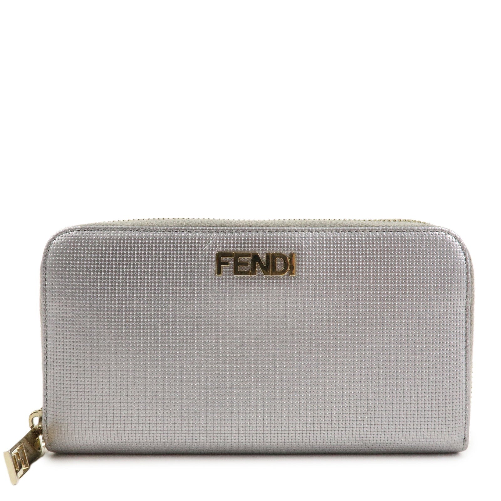 Round Zippy Long Wallet d Leather Silver Handbag