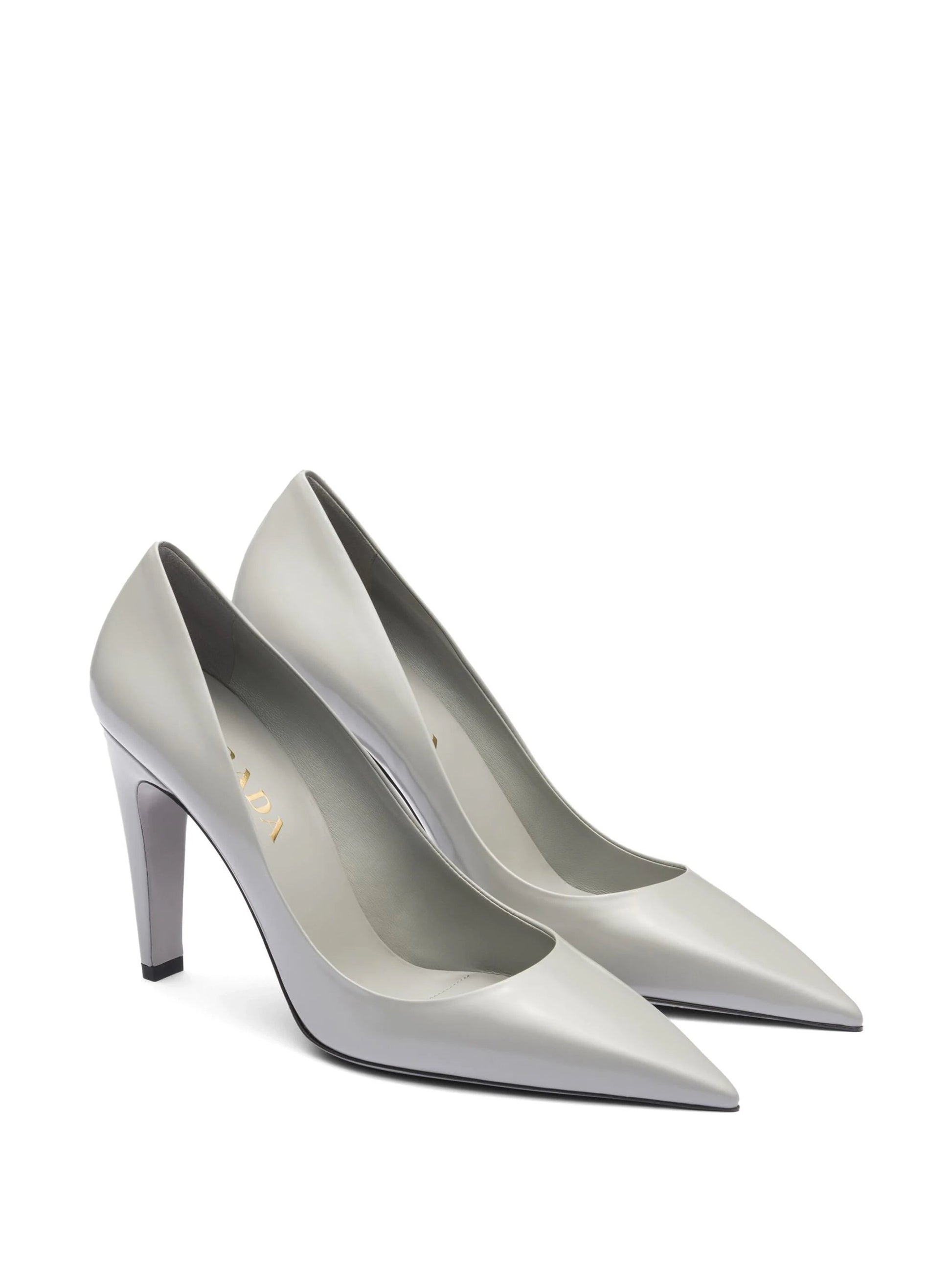 Prada Shoe Brushed Pumps Leather Gray Shoes