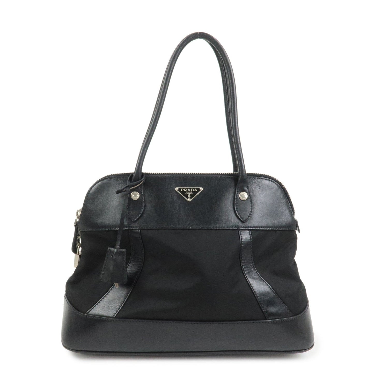 Shoulder Bag Triangle Hand Bag 4 Leather Nylon Black