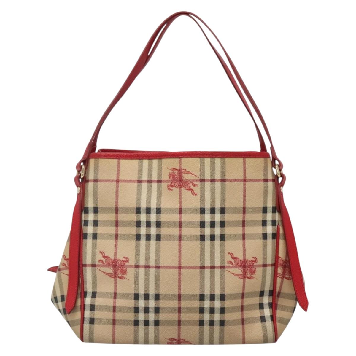 Burberry Haymarket Shoulder Bag Canvas Beige Shoulder Bag 11