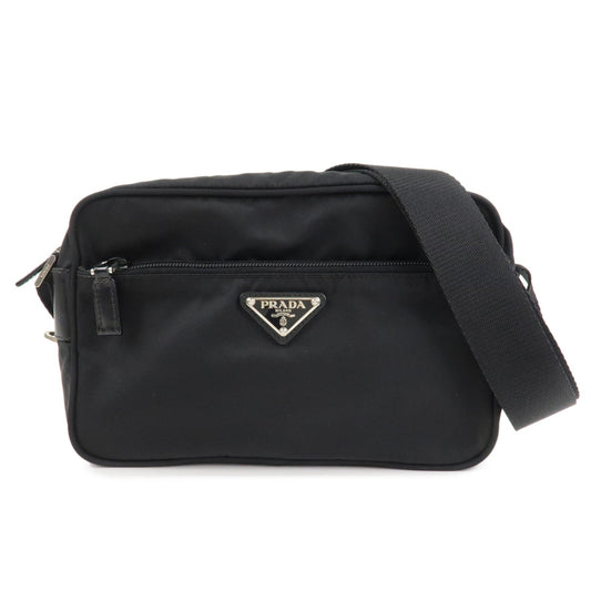 Shoulder Bag Triangle d Leather Nylon Black