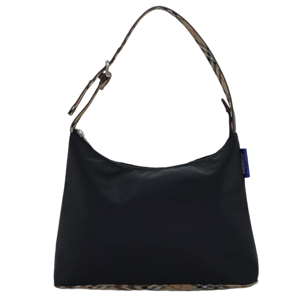 Burberry Label Shoulder Bag Canvas Black Blue Shoulder Bag 3