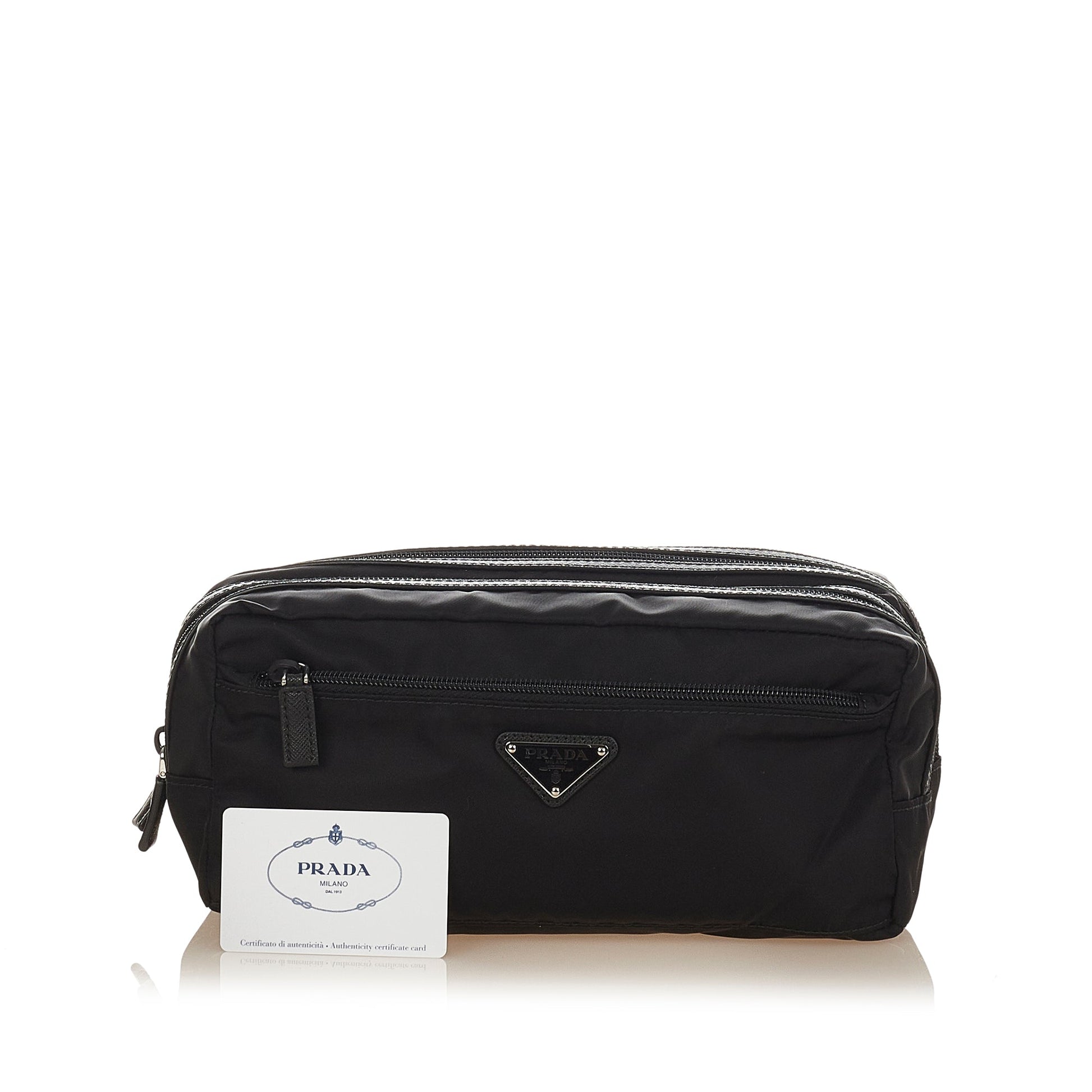 Prada Tessuto Clutch Canvas Nylon Black Clutch Bag