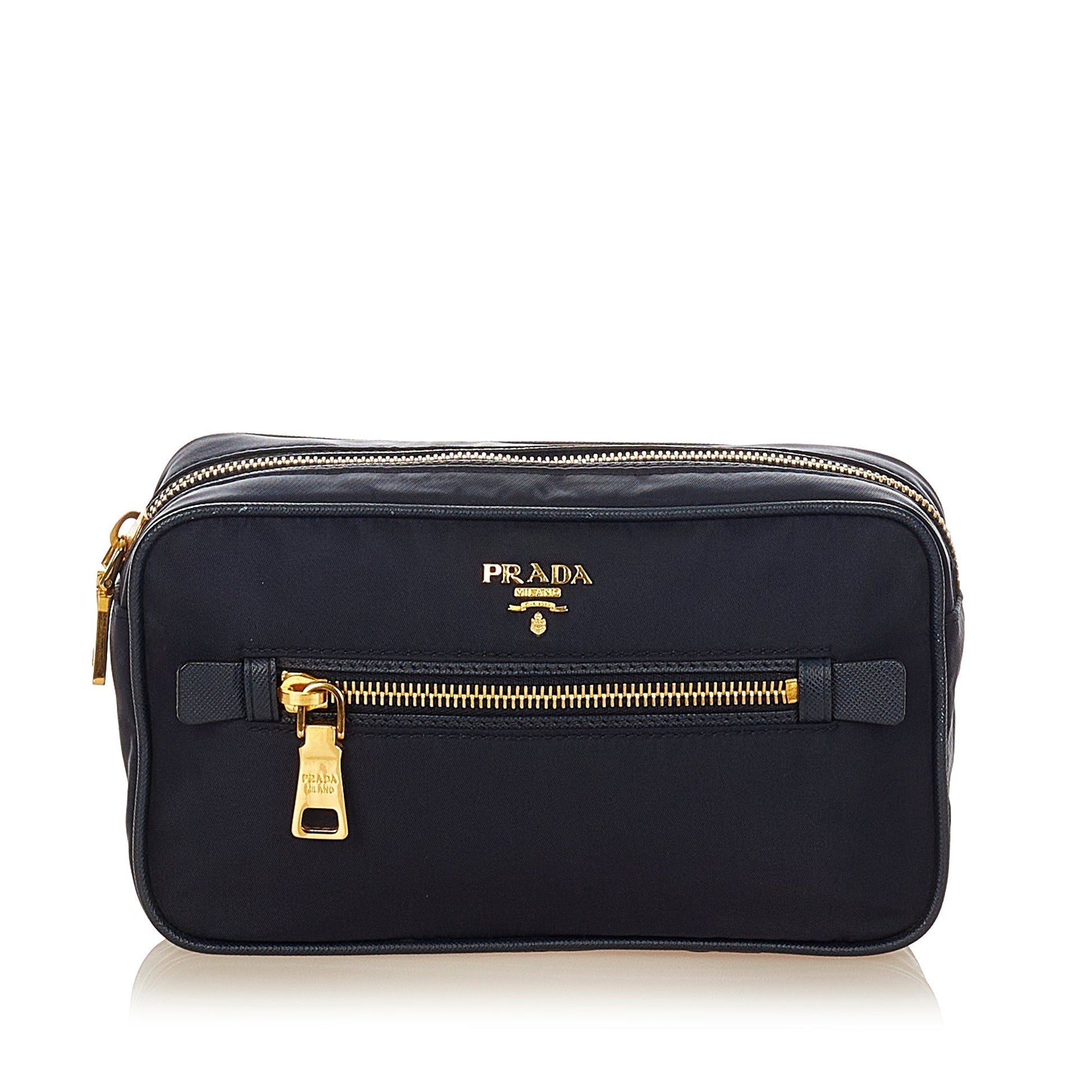 Prada Trimmed Tessuto Clutch Bag Saffiano
