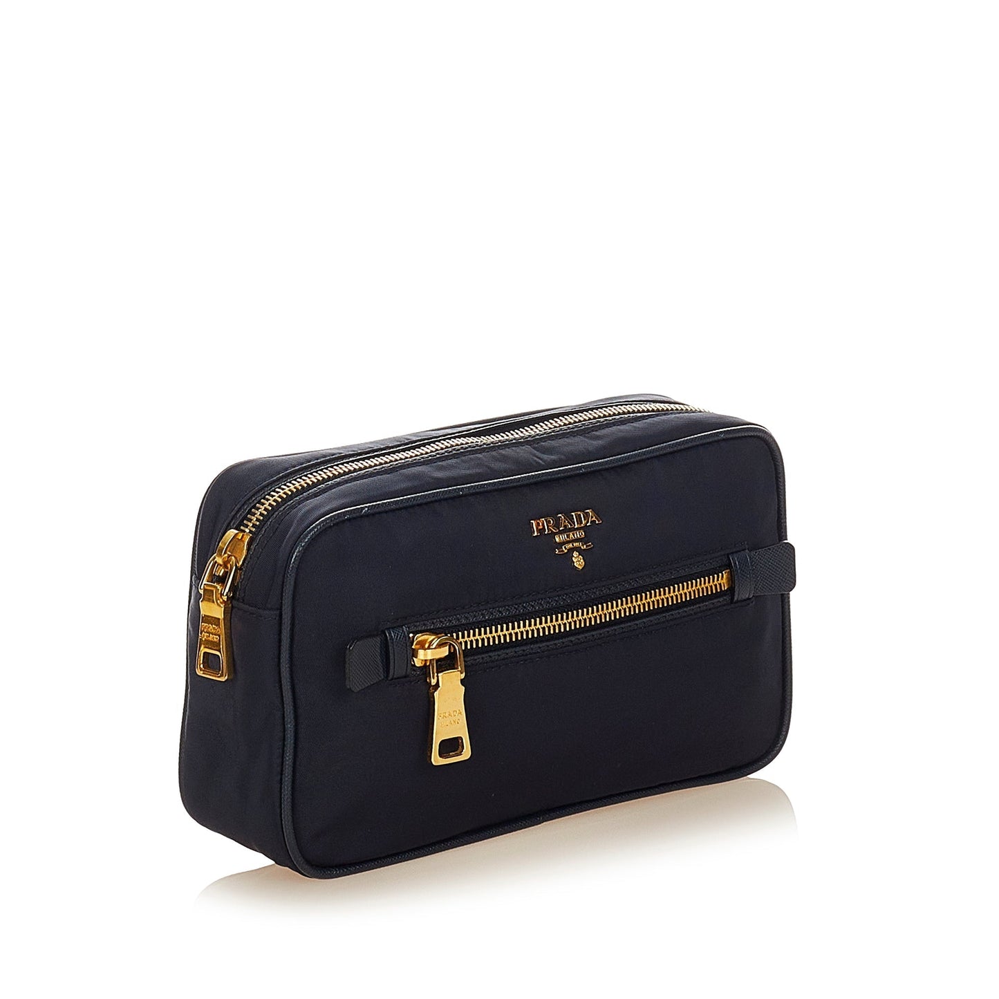 Prada Trimmed Tessuto Clutch Bag Saffiano