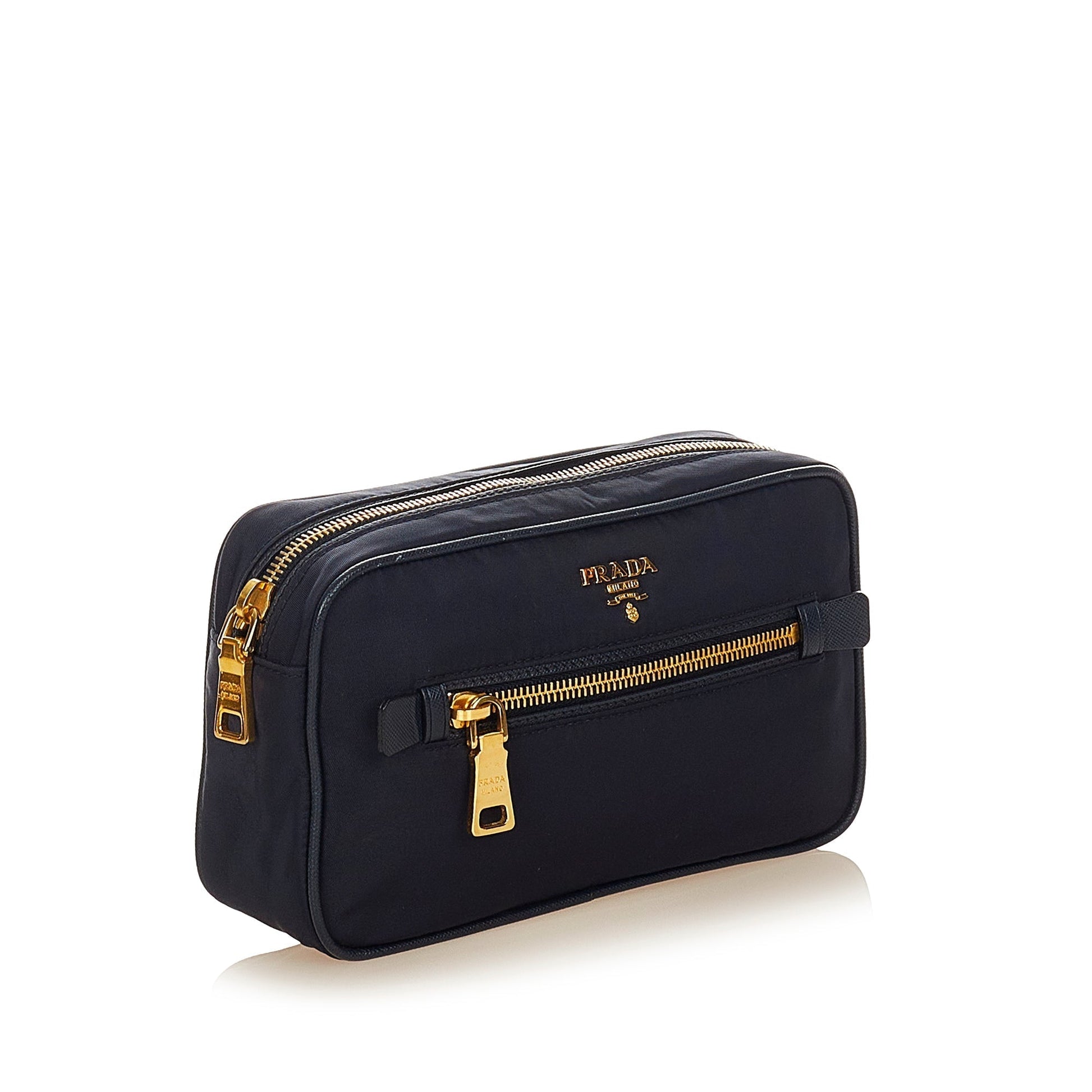 Prada Trimmed Tessuto Clutch Bag Saffiano
