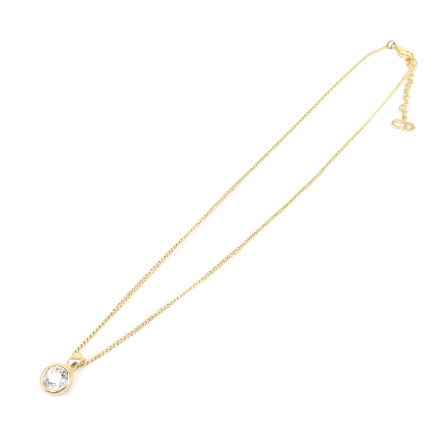 Dior Handbag Christian 1P Stone Necklace Choker Metal Gold Logo Jewelry