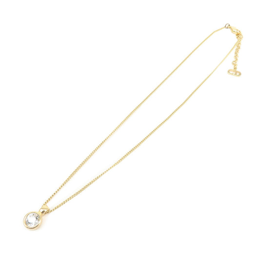Dior Handbag Christian 1P Stone Necklace Choker Metal Gold Logo Jewelry