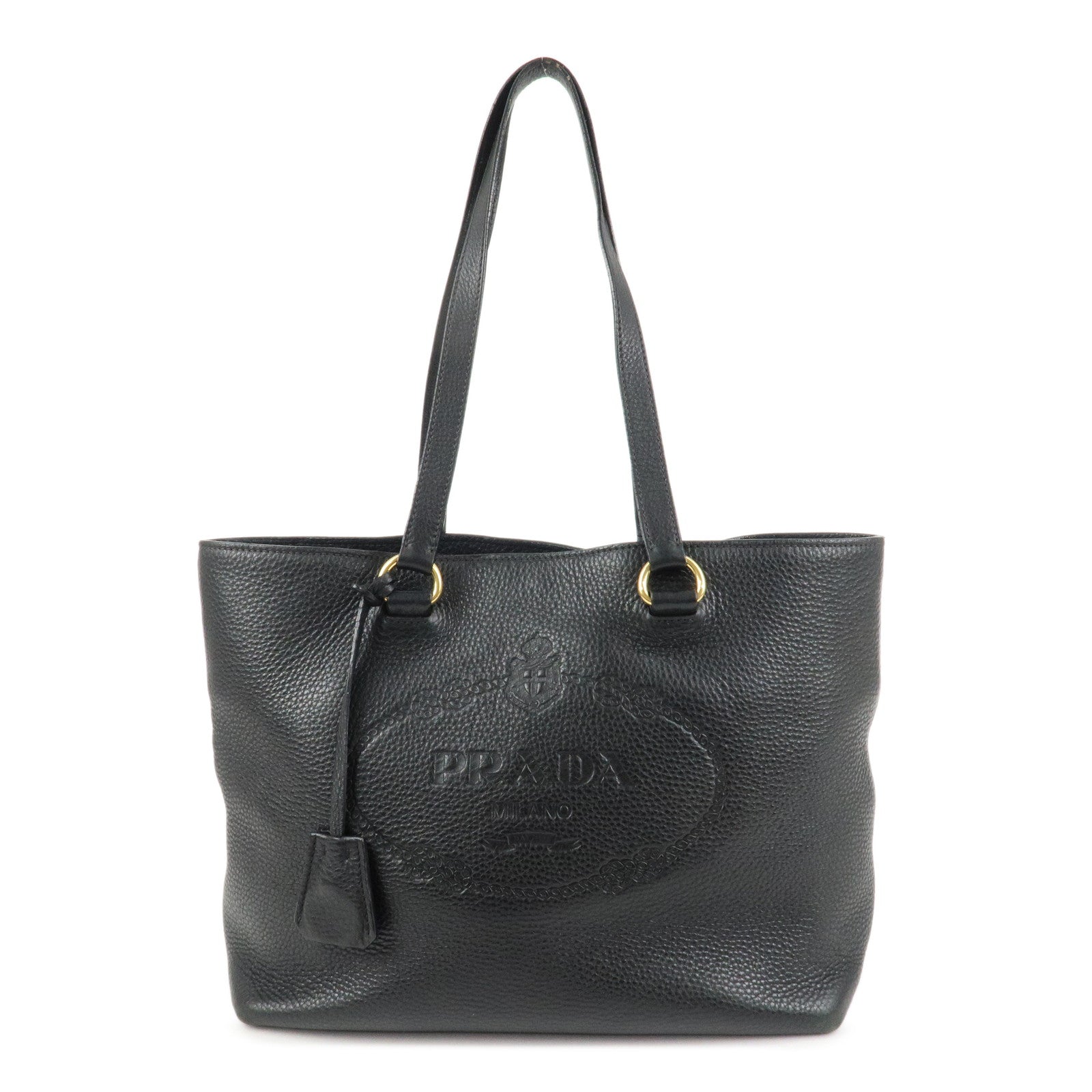 Tote Bag Shoulder Bag d Leather Black Logo