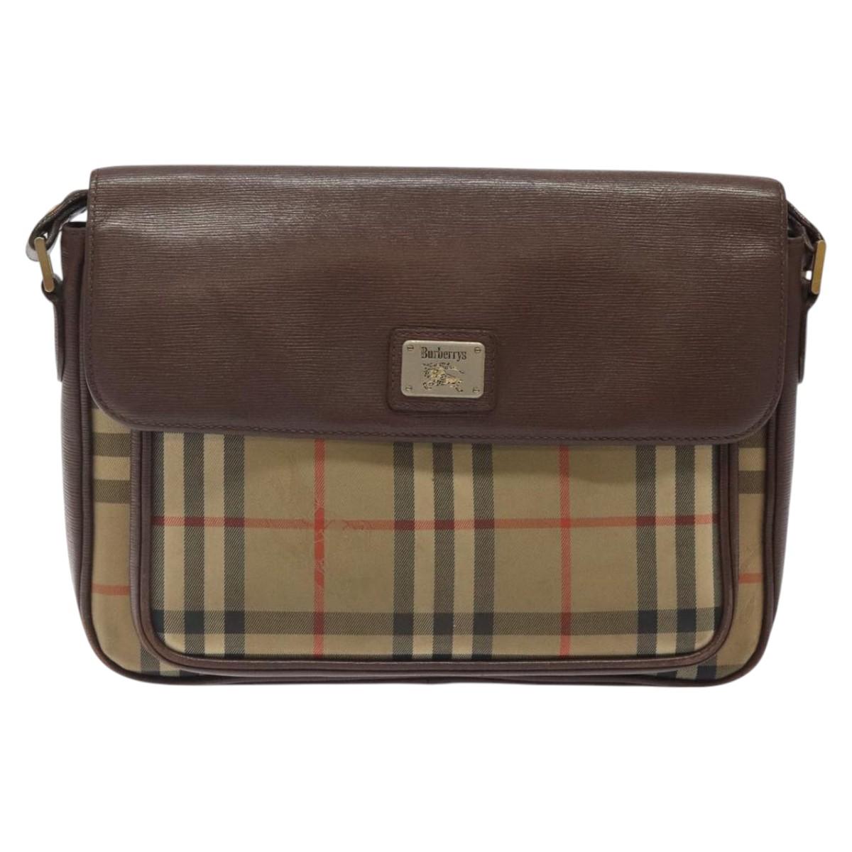 Burberry Nova Check Shoulder Bag Canvas Beige Canvas Shoulder Bag
