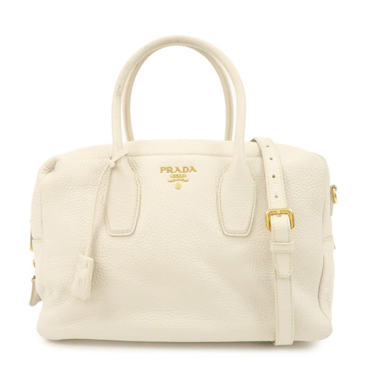 Shoulder Bag 2Way Boston HDW Ivory Leather Gold Logo