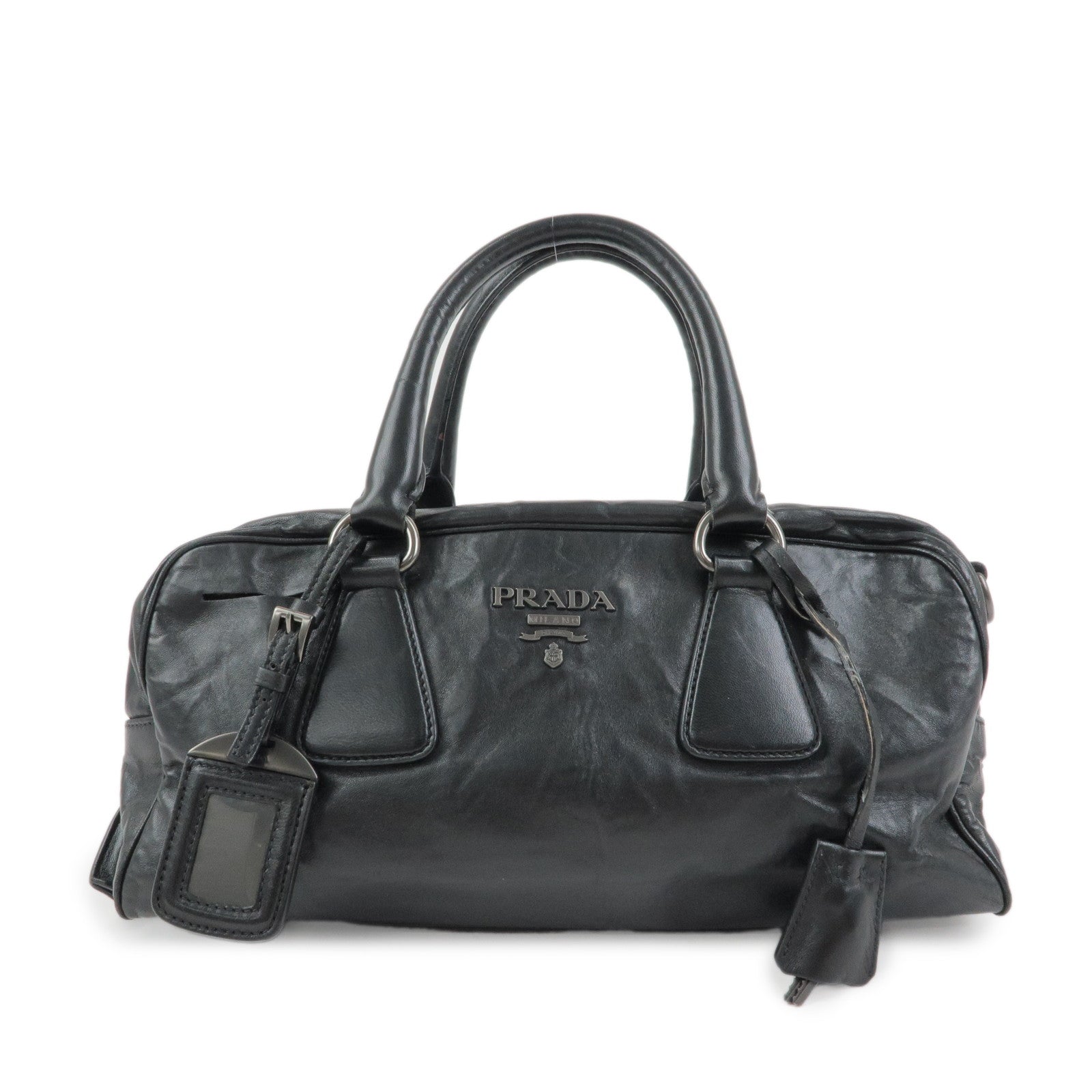 Boston Bag Hand Bag Leather Black Handbag