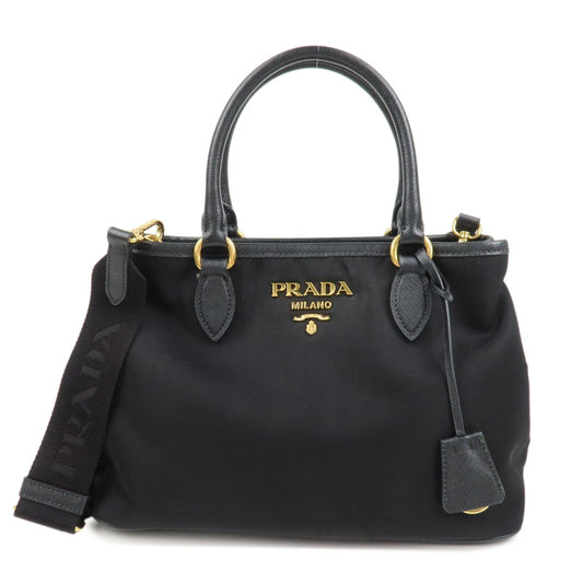Shoulder Bag 2Way Hand Bag Leather Nylon Black Hand Bag Black
