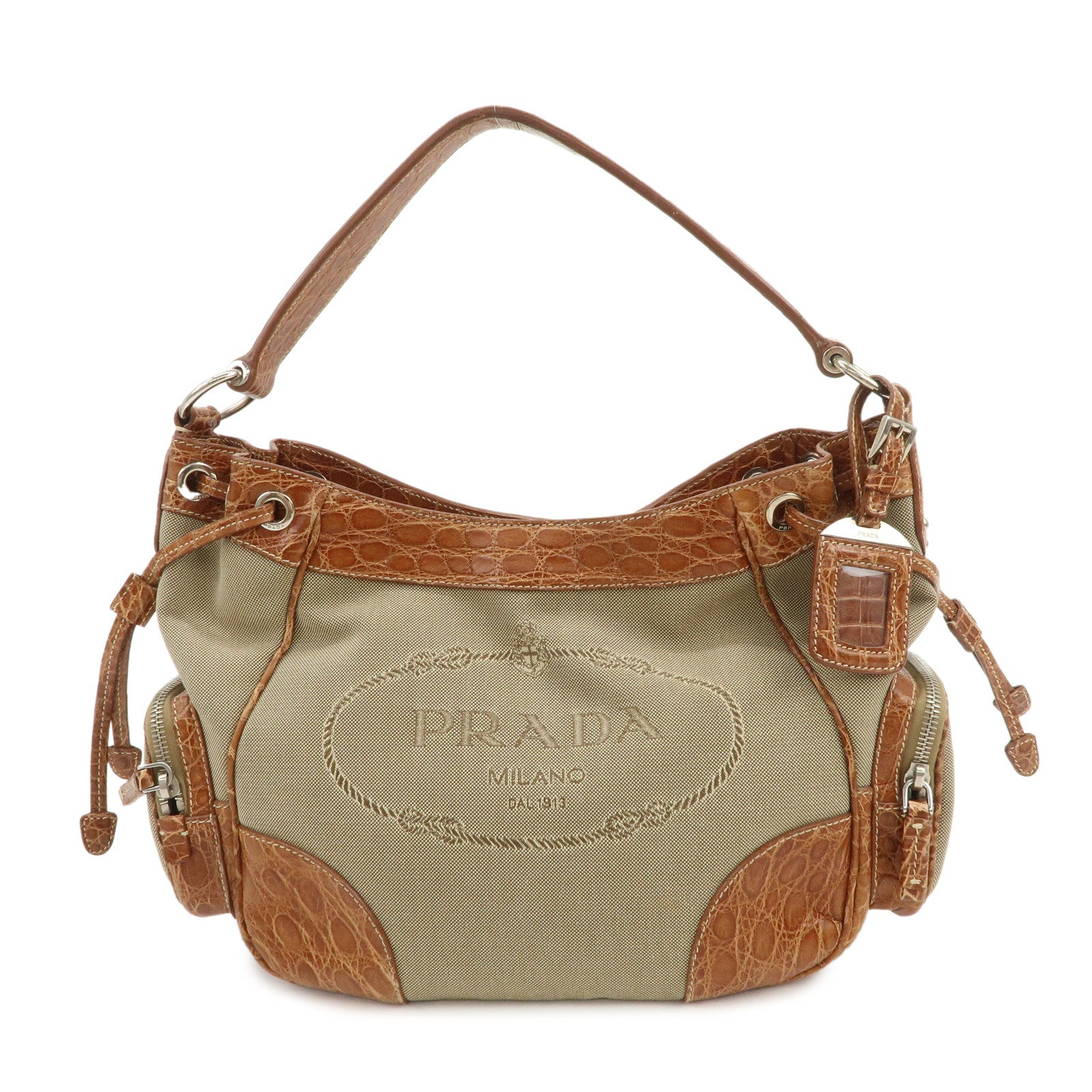 Shoulder Bag Jacquard 2 Leather Canvas Logo