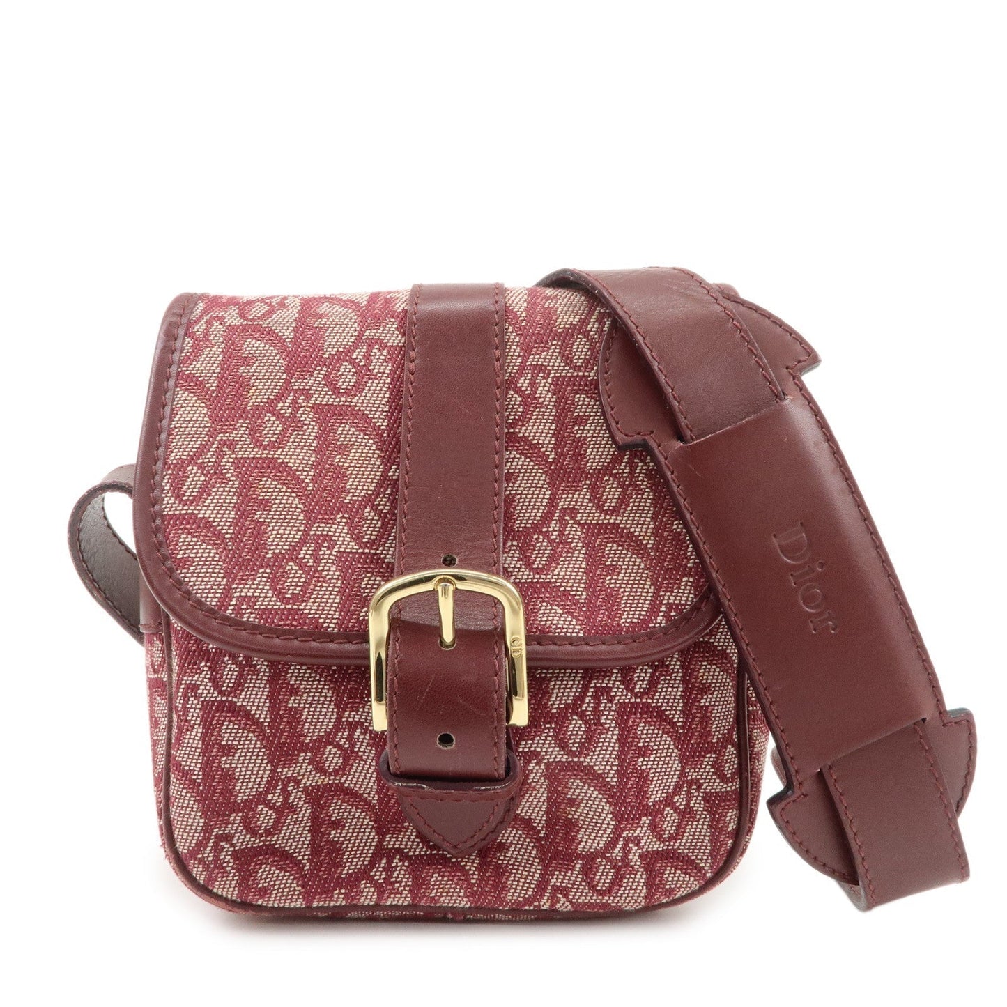 Dior Shoulder Bag Christian Trotter Jacquard Burgundy Leather