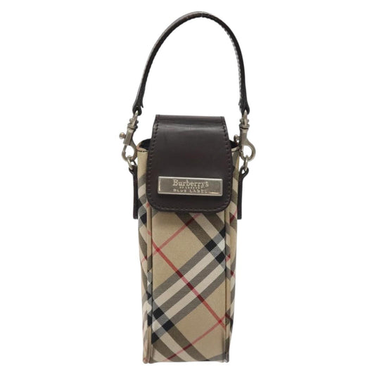 Burberry Label Clutch Bag Nylon Beige Blue