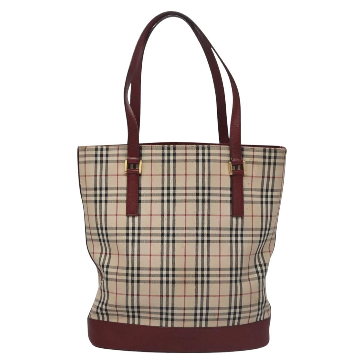 Burberry Nova Check Tote Bag Canvas Beige Tote Bag 138