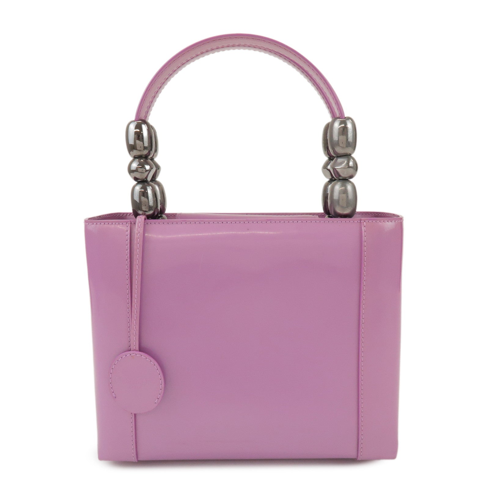Dior Handbag Christian Maris Pearl Hand Bag 2 Leather Patent Purple