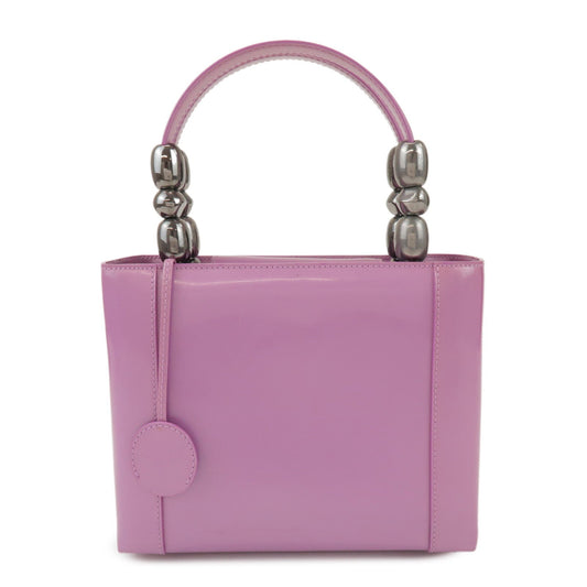 Dior Handbag Christian Maris Pearl Hand Bag 2 Leather Patent Purple