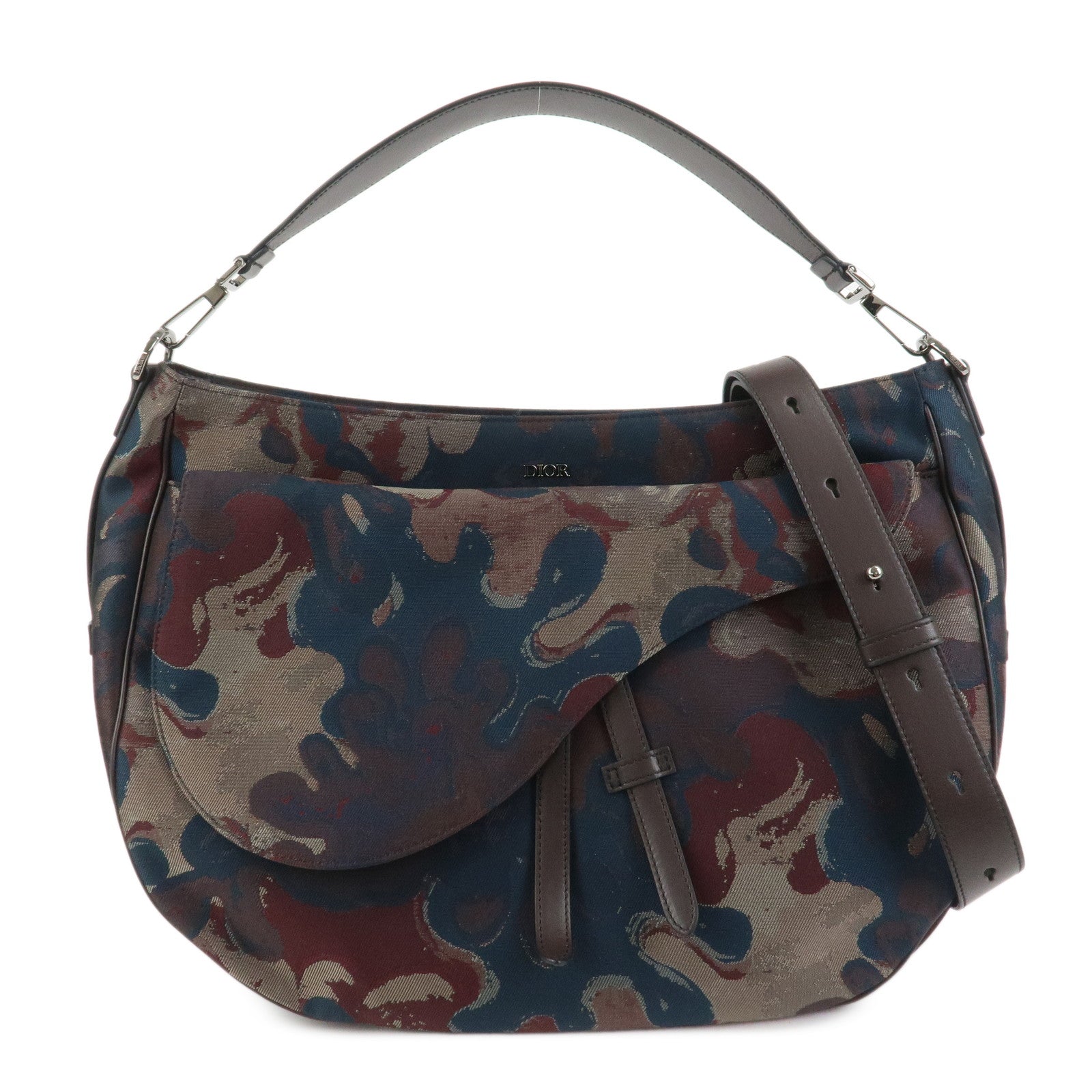 Dior Messenger Bag Christian Saddle Camouflage Leather Canvas Flap