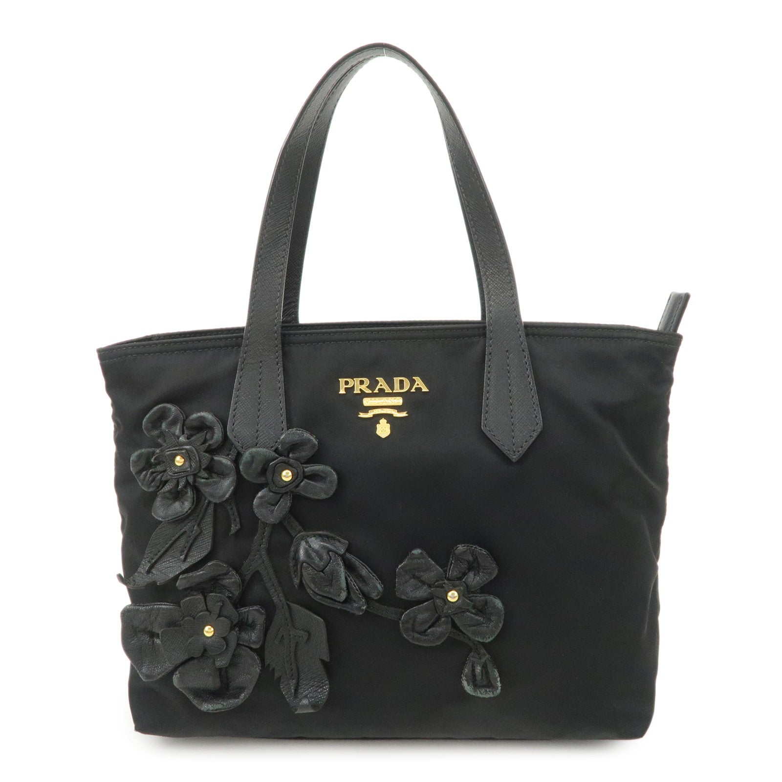 Hand Bag Hardware Leather Nylon Black Handbag