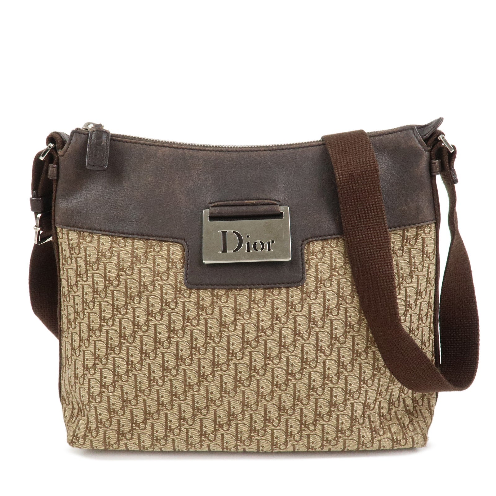 Dior Shoulder Bag Christian Street Chic Trotter Leather Canvas