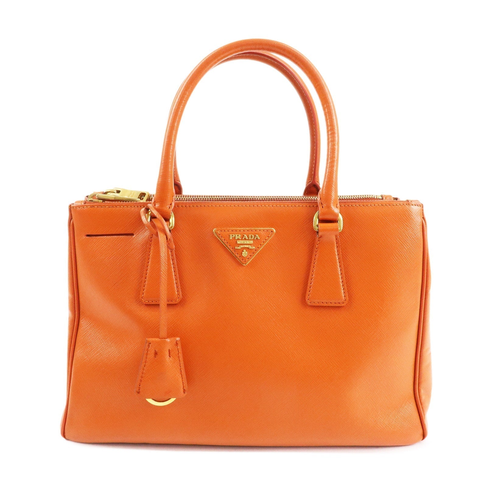 Triangle 2Way Hand Bag d Leather Orange Logo Handbag