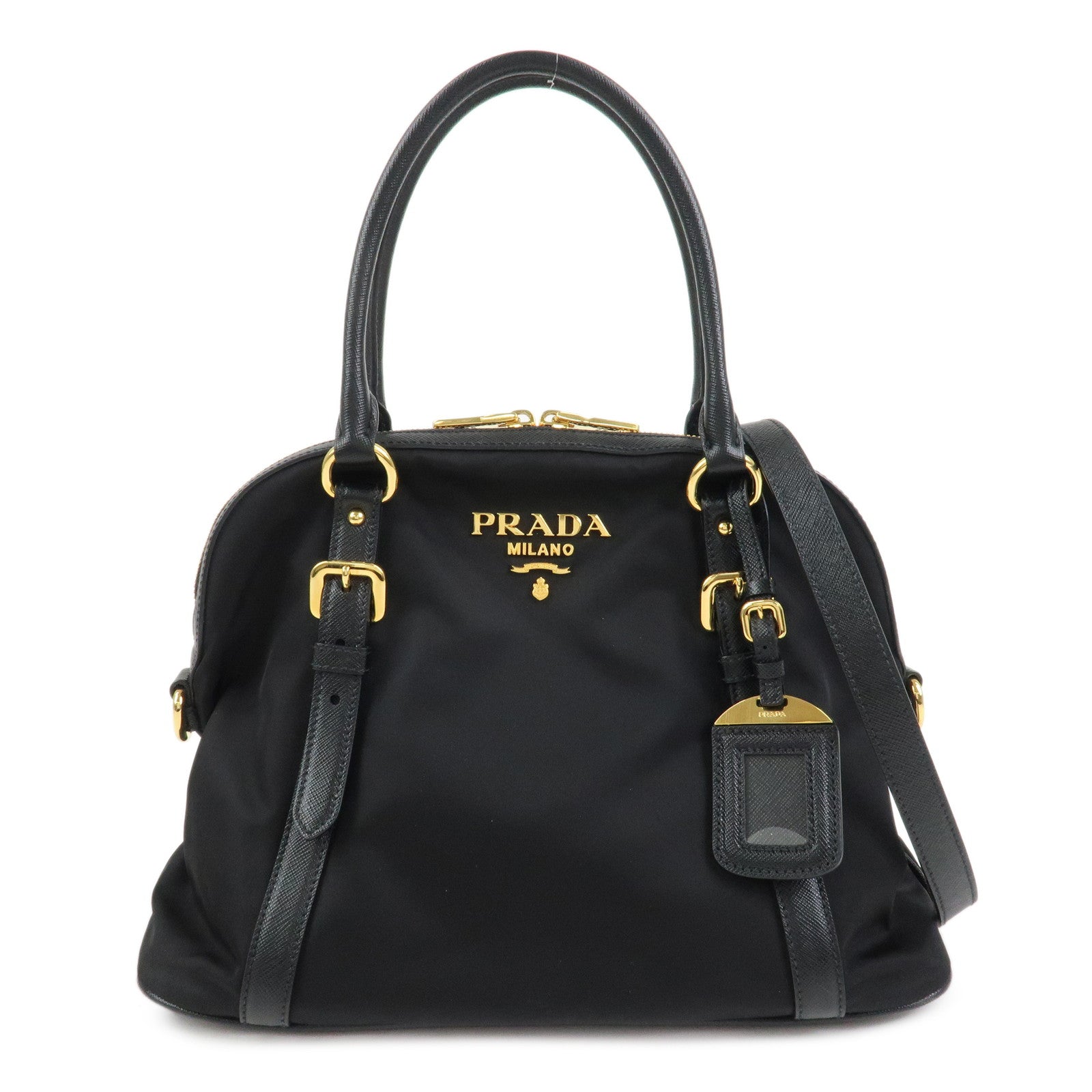 Shoulder Bag Tessuto 2Way Hand Leather Nylon Saffiano