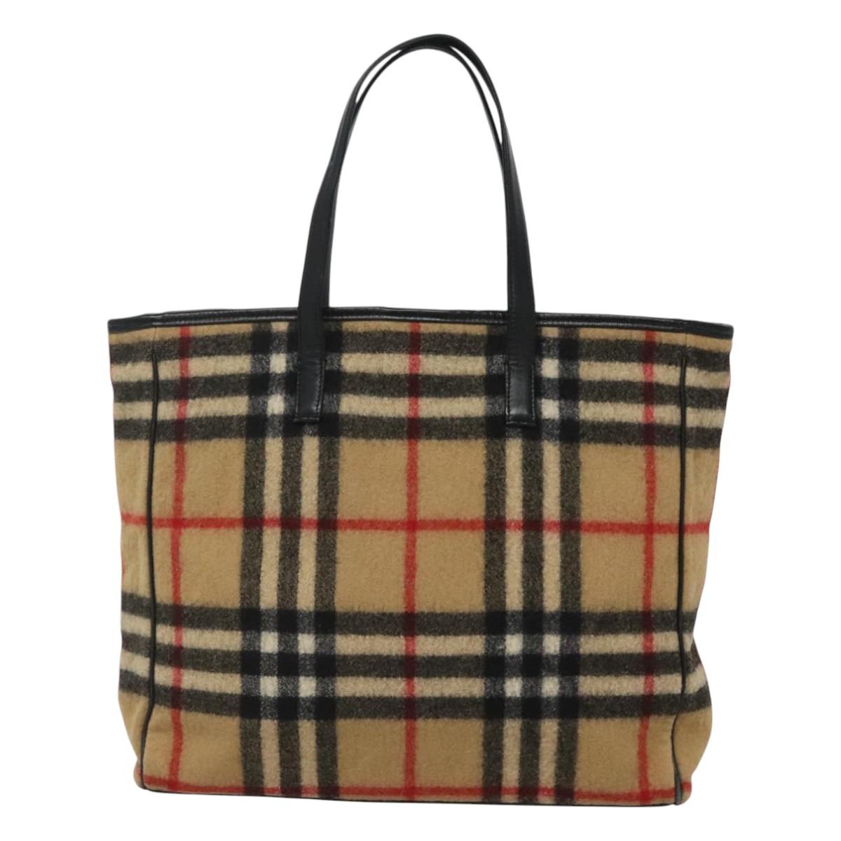 Burberry Nova Check Wool Tote Bag Beige Tote Bag 2