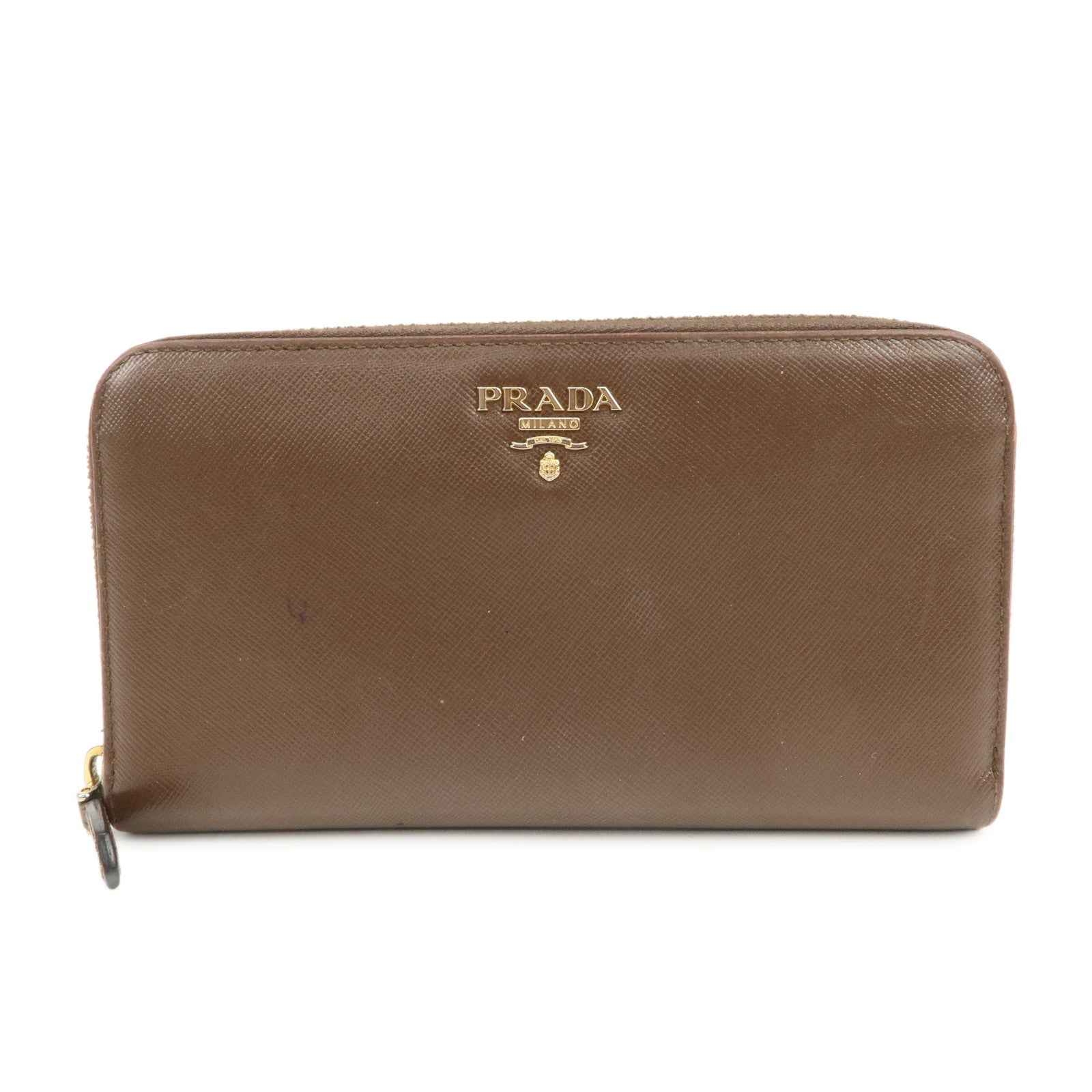 Triangle Round Zippy Wallet Leather Saffiano Logo Handbag