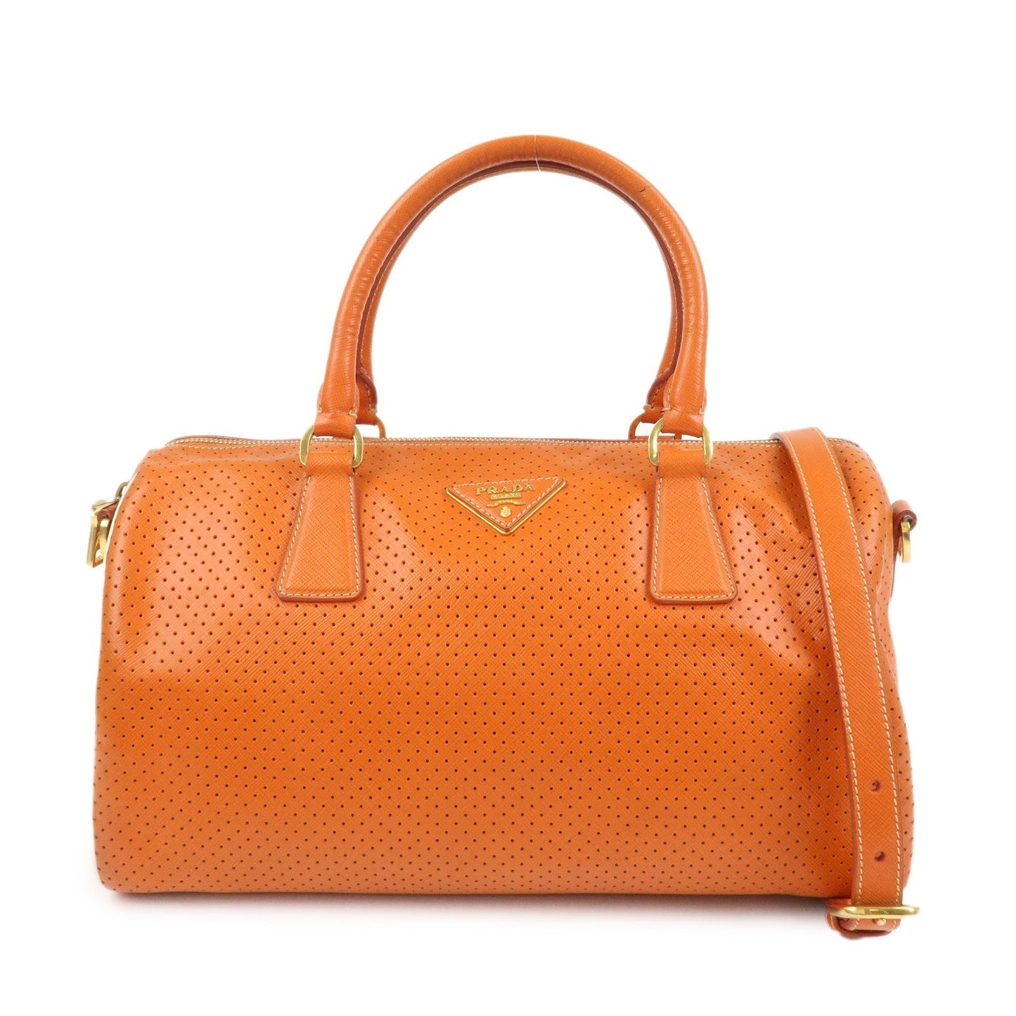 Shoulder Bag 2Way Bag Hand Bag Leather Saffiano Orange