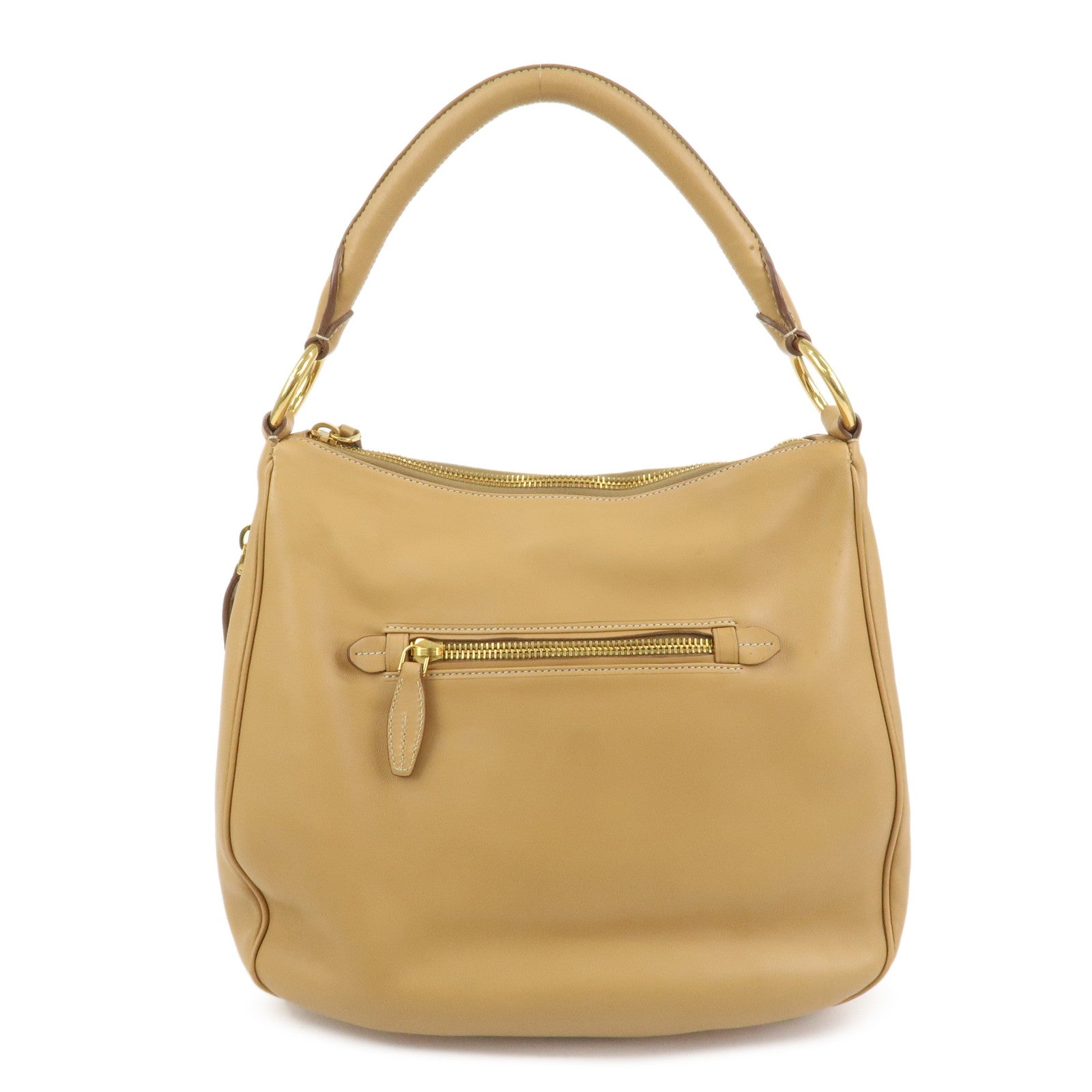 Shoulder Bag Triangle Hand Bag Camel Leather Logo