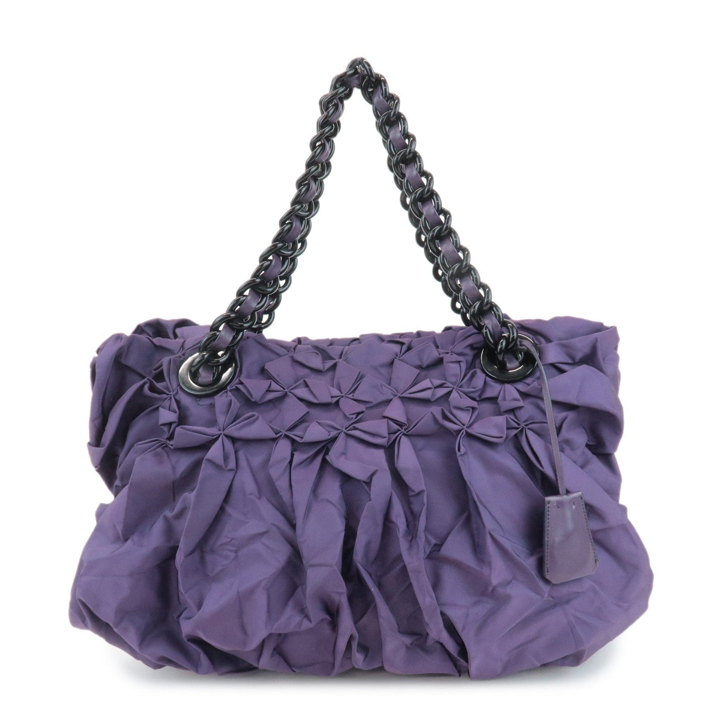Tote Bag Triangle Shoulder Bag d Leather Nylon Purple