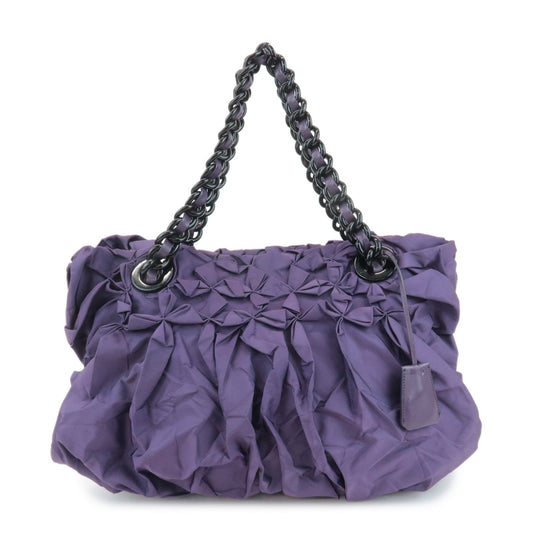 Tote Bag Triangle Shoulder Bag d Leather Nylon Purple
