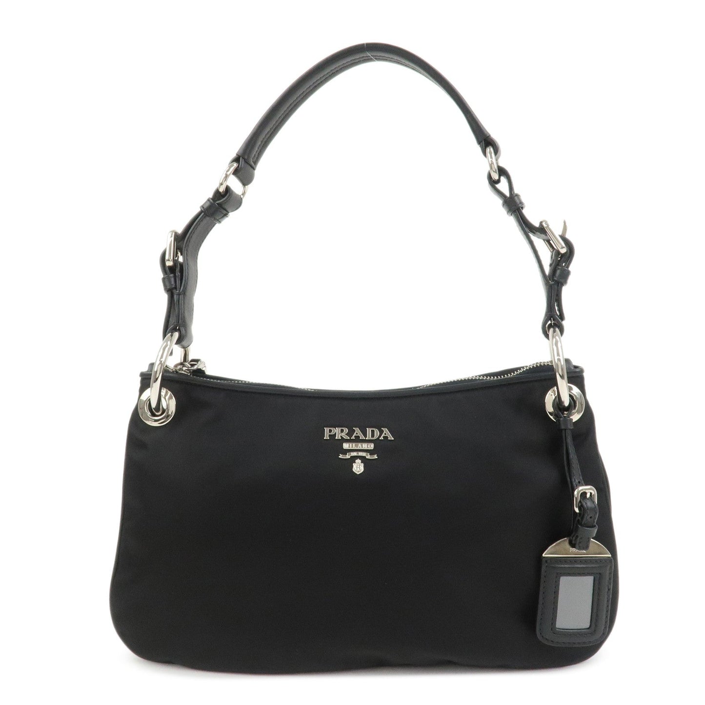 Shouldr Bag Hand Bag Leather Nylon Black Handbag