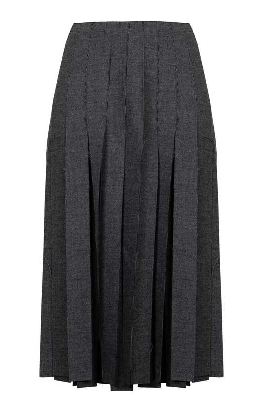 Prada Fringed Wool Midi Skirt Grey Gray Handbag