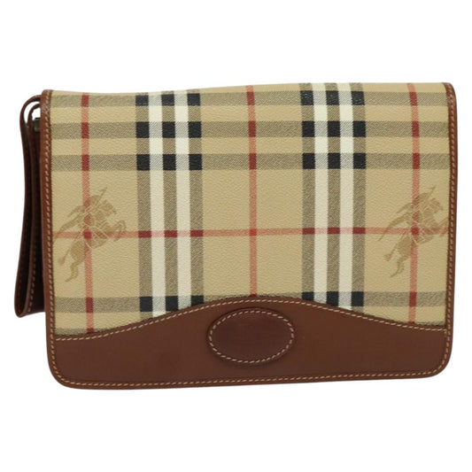Burberry Nova Check Clutch Bag Canvas Beige