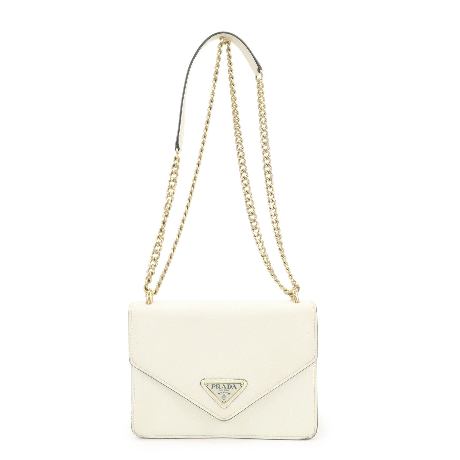 Shoulder Bag Triangle Leather Saffiano Chain