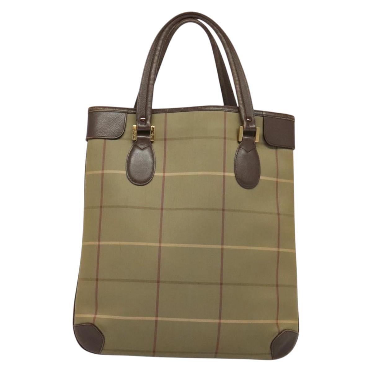Burberry Nova Check Tote Khaki Tote Bag Canvas