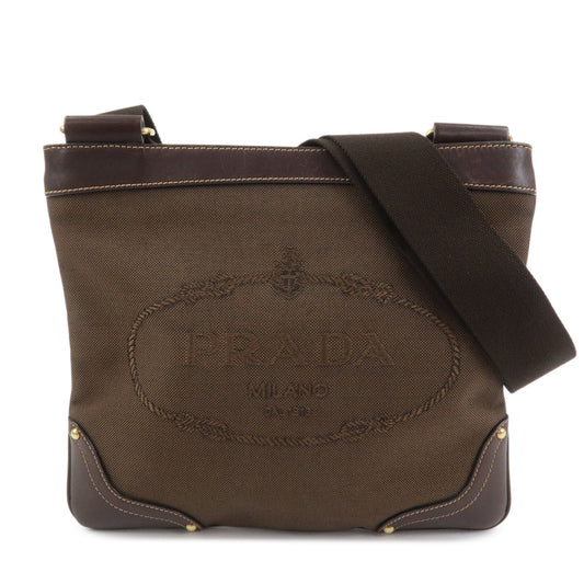 Shoulder Bag Jacquard Leather Brown Logo