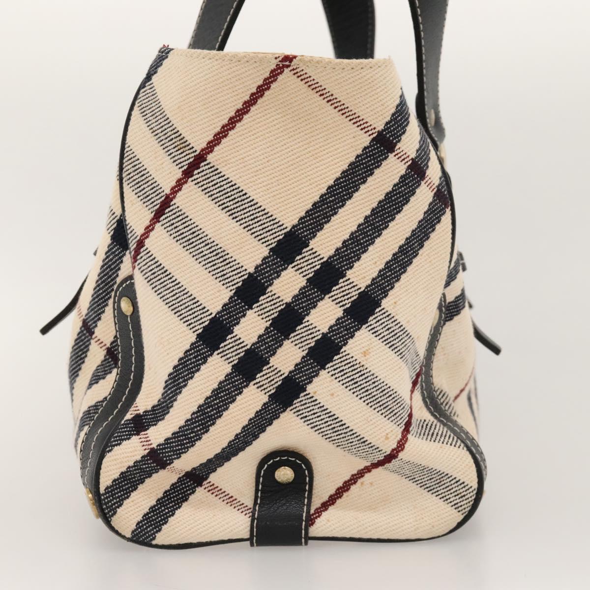 Burberry Label Tote Bag Canvas Beige Blue