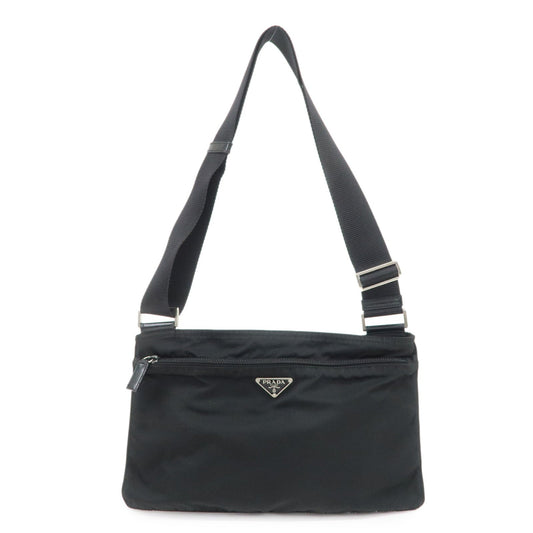 Crossbody Bag Triangle Shoulder Bag 4 Leather Nylon Black