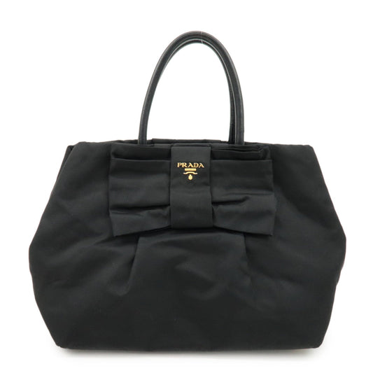 Tote Bag Ribbon Hand Bag d Leather Nylon Black
