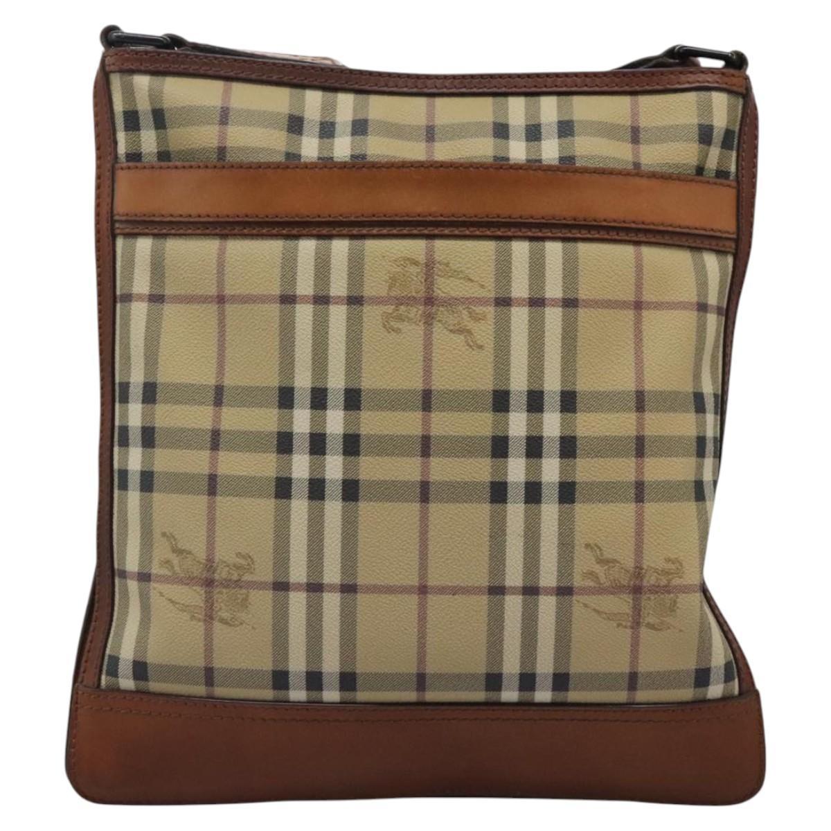 Burberry Haymarket Shoulder Bag Canvas Beige Canvas Shoulder Bag