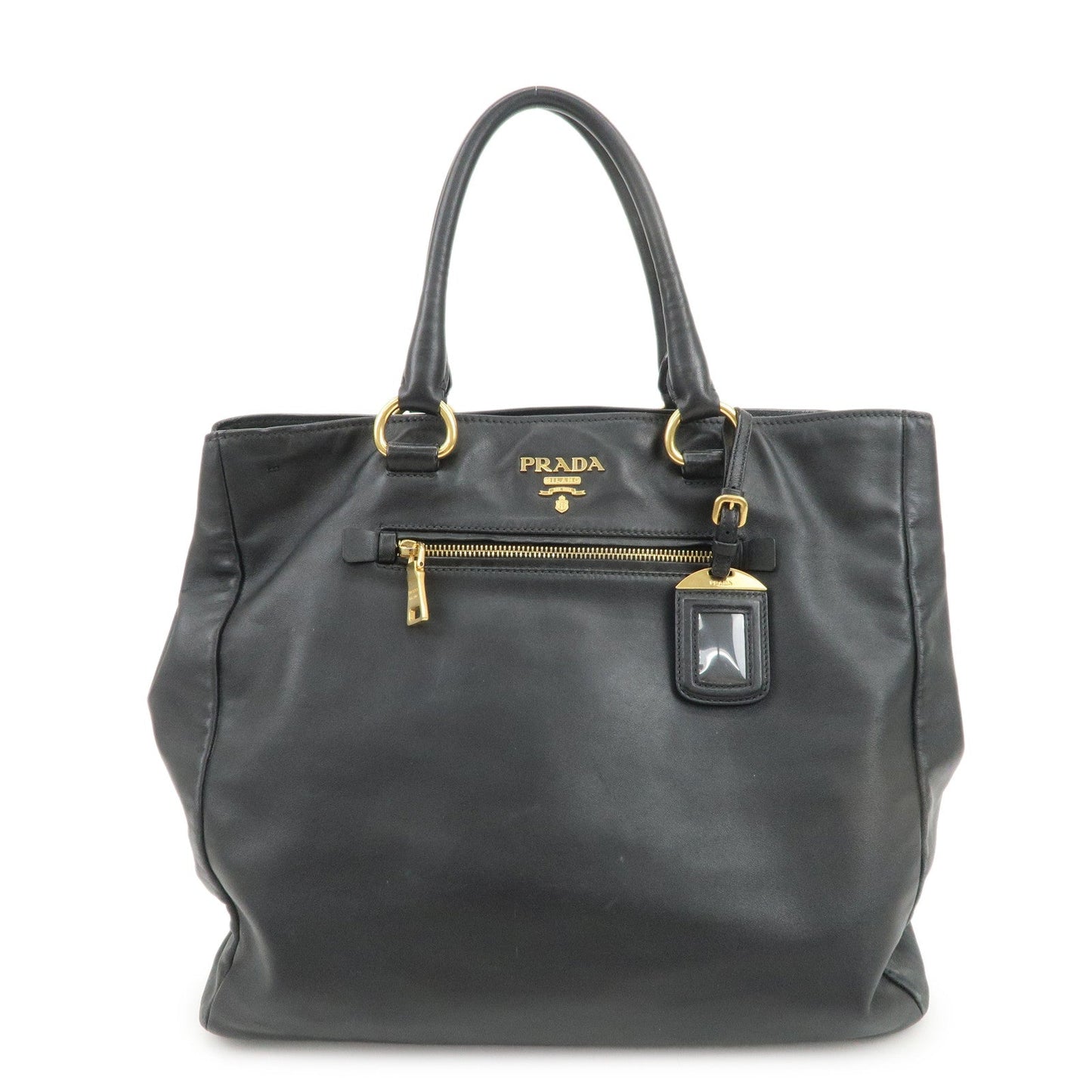 Tote Bag 2Way Hand Bag Shoulder Bag Leather Black Logo